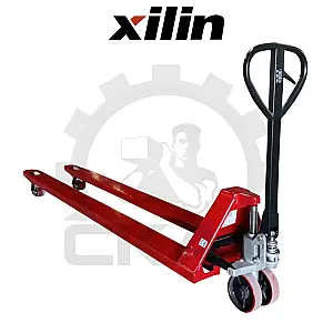 Гидравлическая тележка Xilin HP2.5 (г/п 2500 кг, вилы 1500 мм) длинновильная, двойные полиуретановые колеса