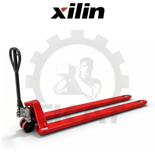 Гидравлическая тележка Xilin HP2.5 (г/п 2500 кг, вилы 2500 мм) длинновильная, двойные полиуретановые колеса